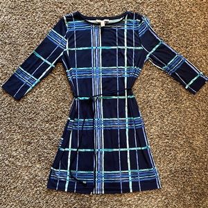 Navy Blue Plaid Dress
